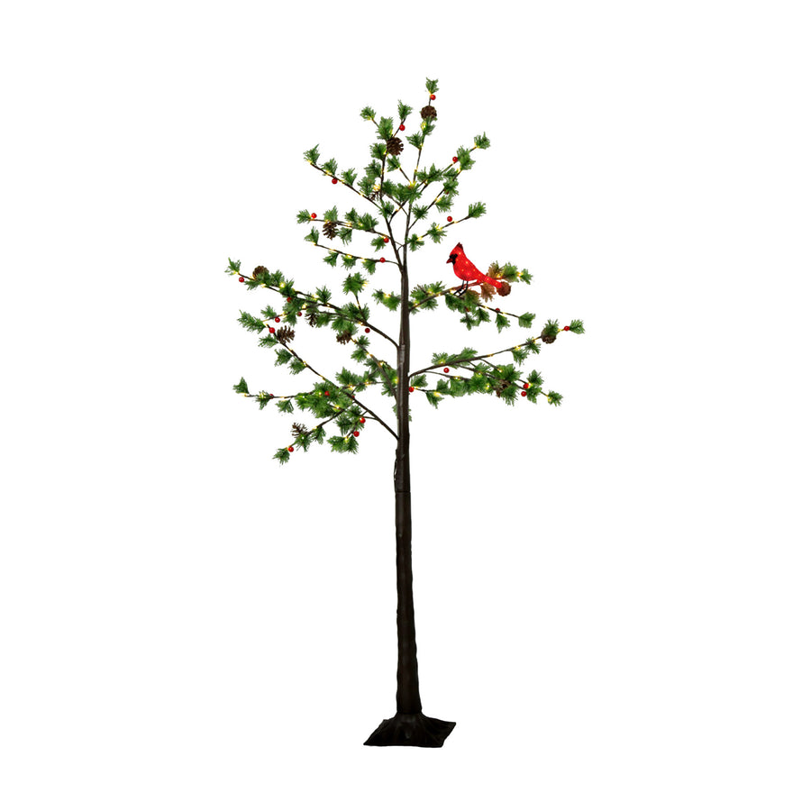 Austrian Pine with Cardinal LED Light Display