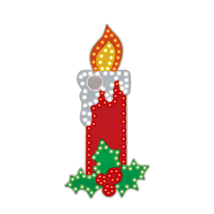 Hi-Vibrant Candle with Holly Berries LED Light Display
