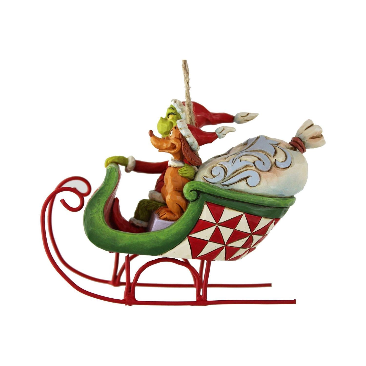 Grinch and Max in Sleigh Ornament by Jim Shore