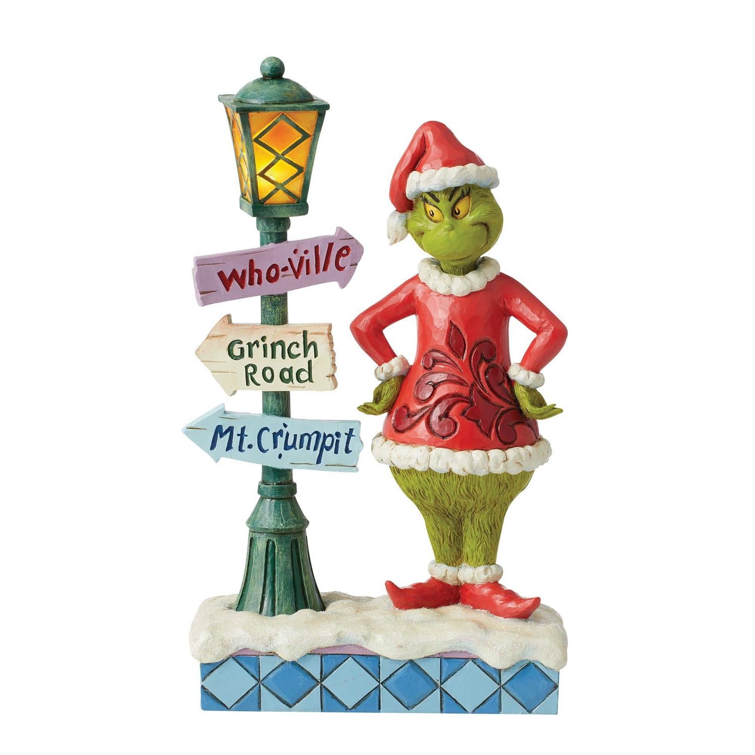 Grinch by Lit Lamppost by Jim Shore