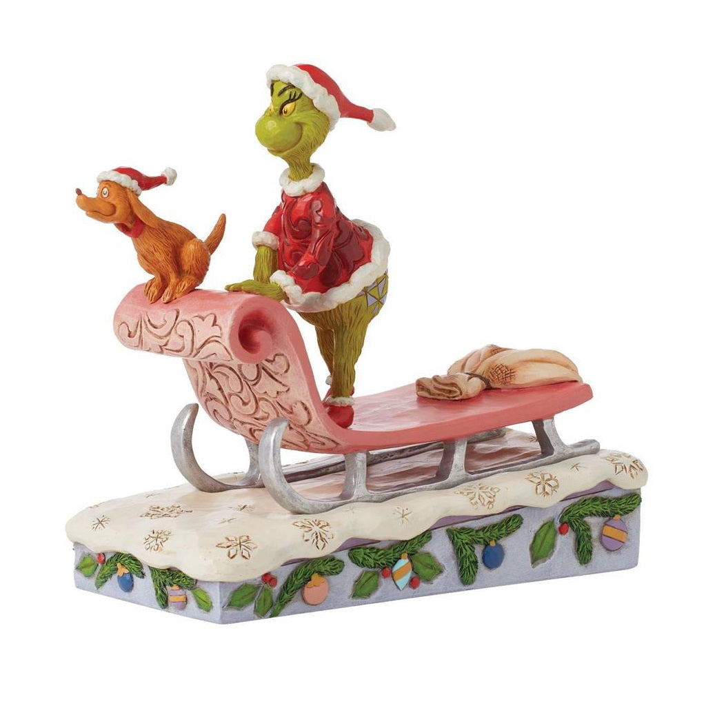 Grinch and Max on Sled Figurine 7" by Jim Shore