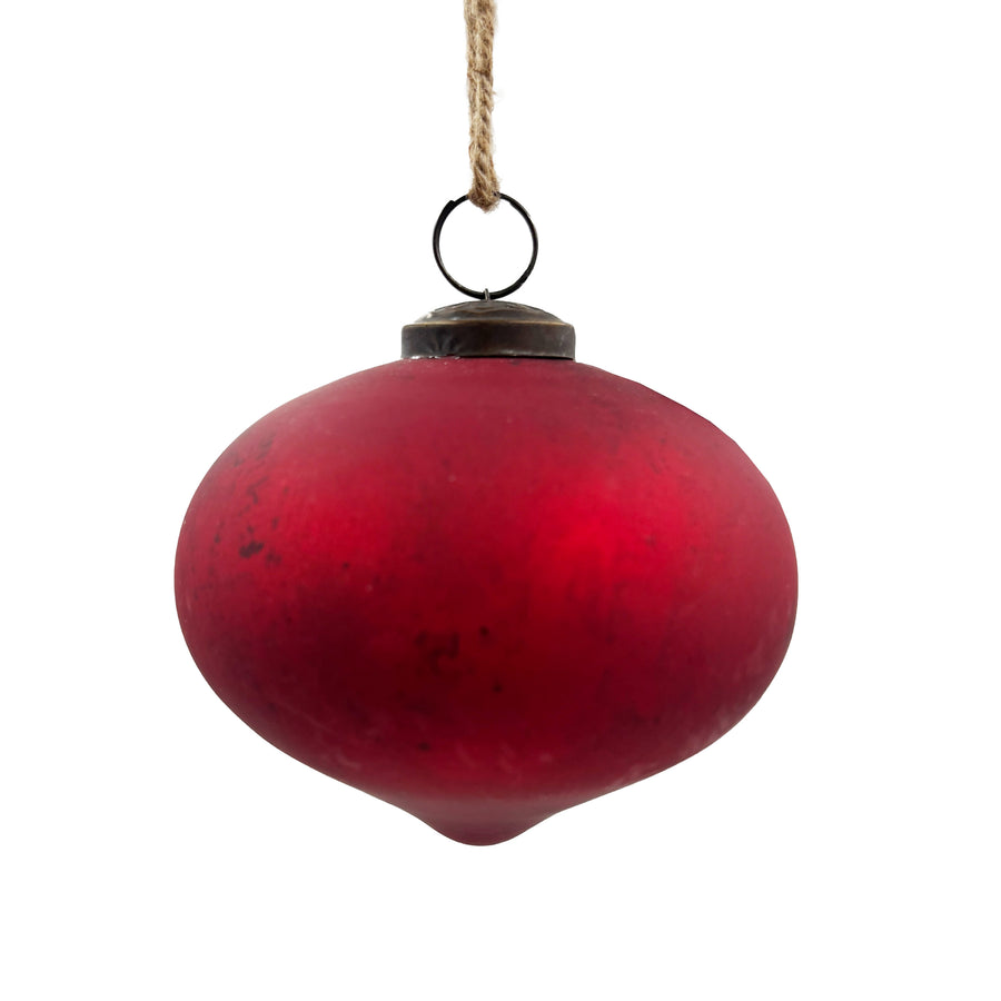Rustic Red Glass Onion Ornament