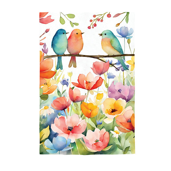 Bird Talk Burlap Garden Flag
