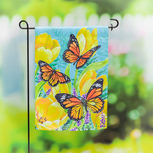 Tulip and Butterfly Garden Suede Flag