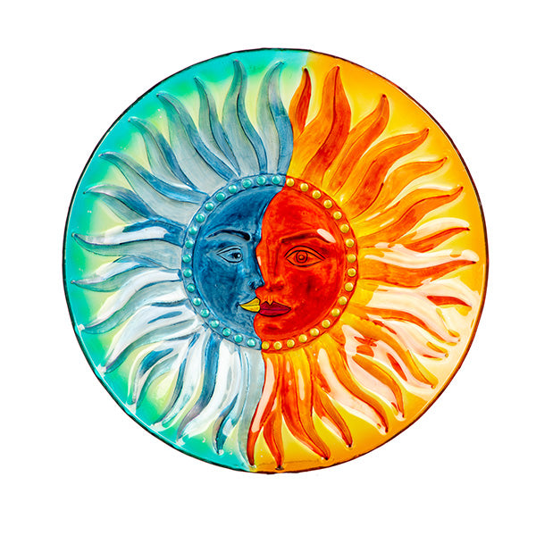 Sun & Moon Glass Bird Bath