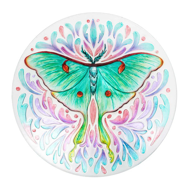 Luna Moth Glass Bird Bath