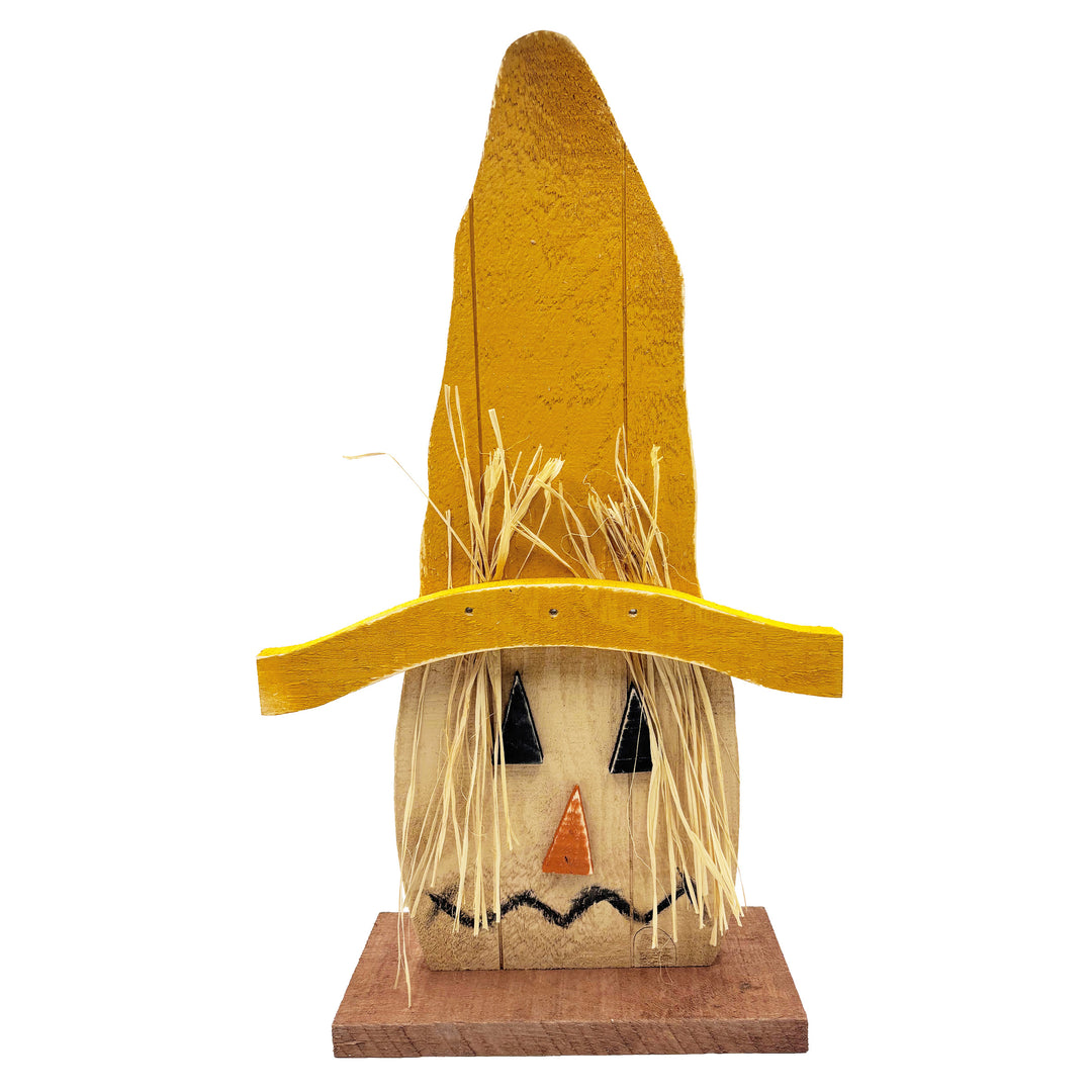 Yellow Hat Wooden Scarecrow