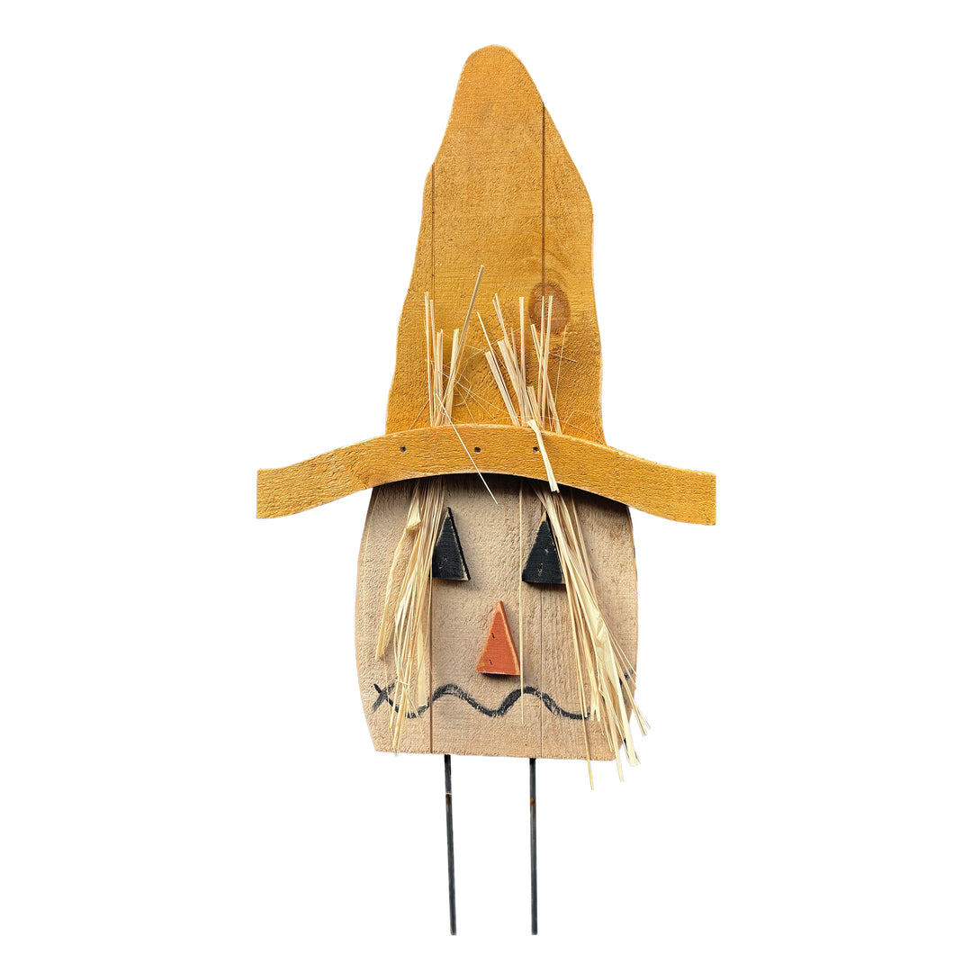 Wooden Smiling Scarecrow Stake