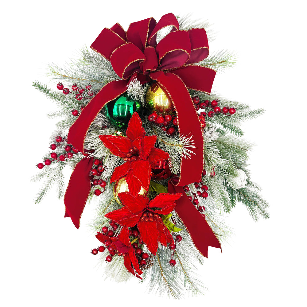 Gasper Traditional Flocked Holiday Collection 32" Teardrop