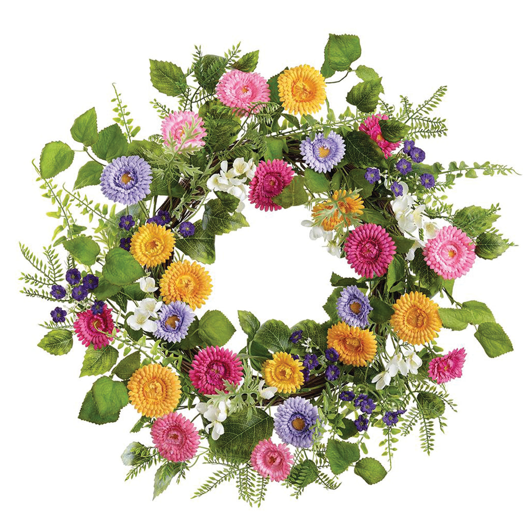 Artificial Mixed Calendula Wreath