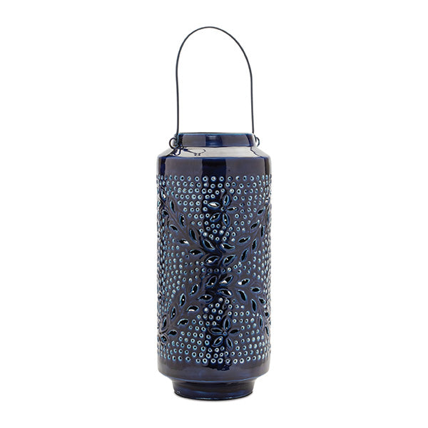 Iron Lantern with Floral & Leaf Cut Outs