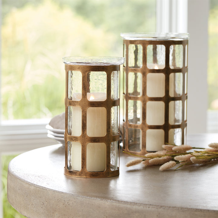 Bronze Iron & Glass Candle Holder