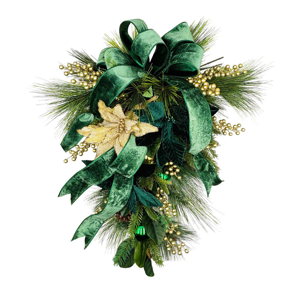 Gasper Emerald & Gold Holiday Collection 32" Teardrop
