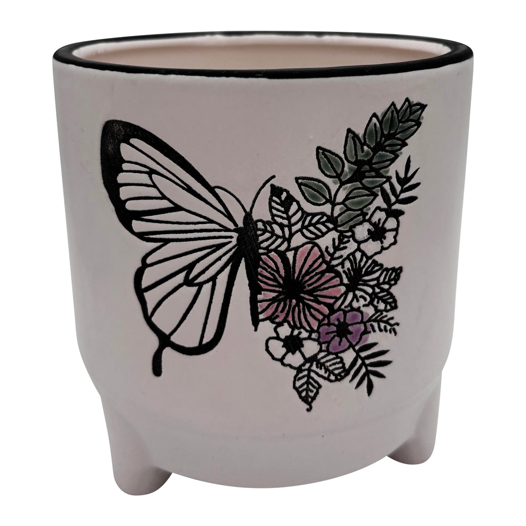 Ceramic Botanical Butterfly Pot 4 x 4.8"