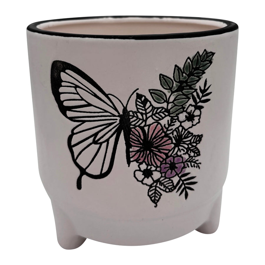 Ceramic Botanical Butterfly Pot 4 x 4.8"