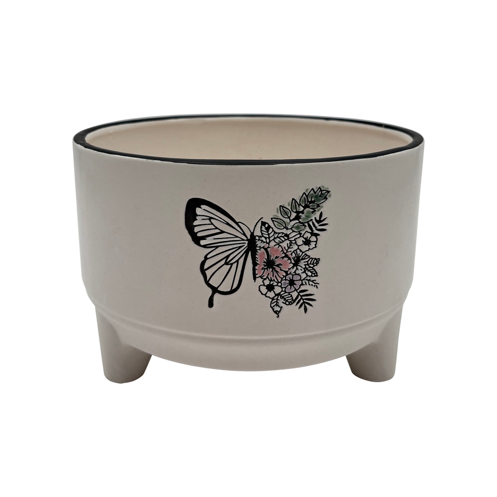 Ceramic Botanical Butterfly Pot 6.5 x 4.75"