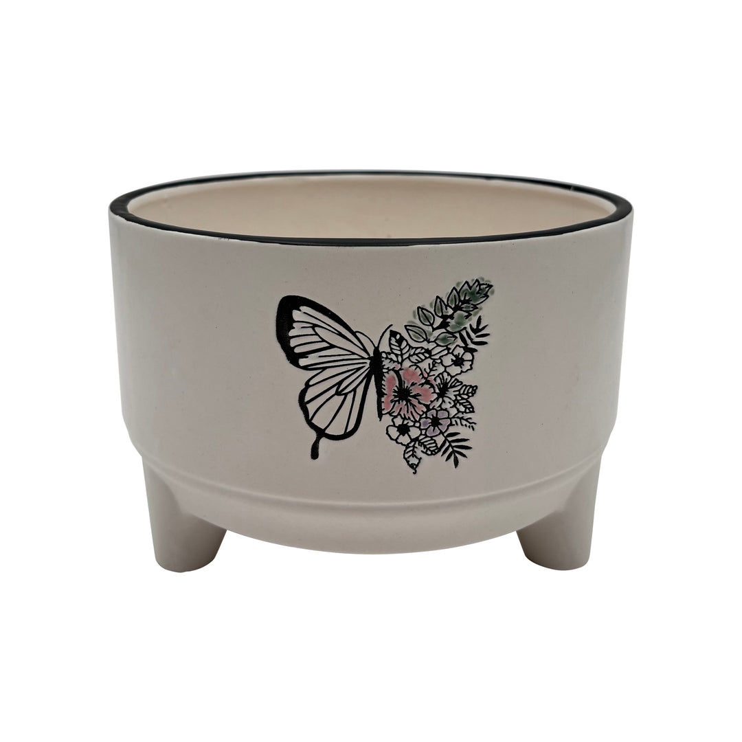 Ceramic Botanical Butterfly Pot 6.5 x 4.75"