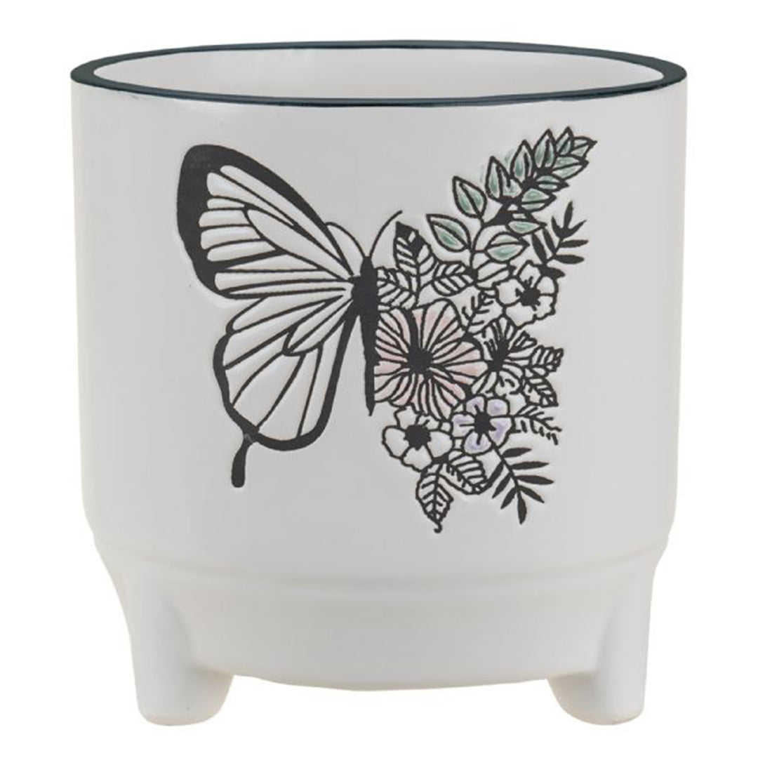 Ceramic Botanical Butterfly Pot 4.75 x 5.5"