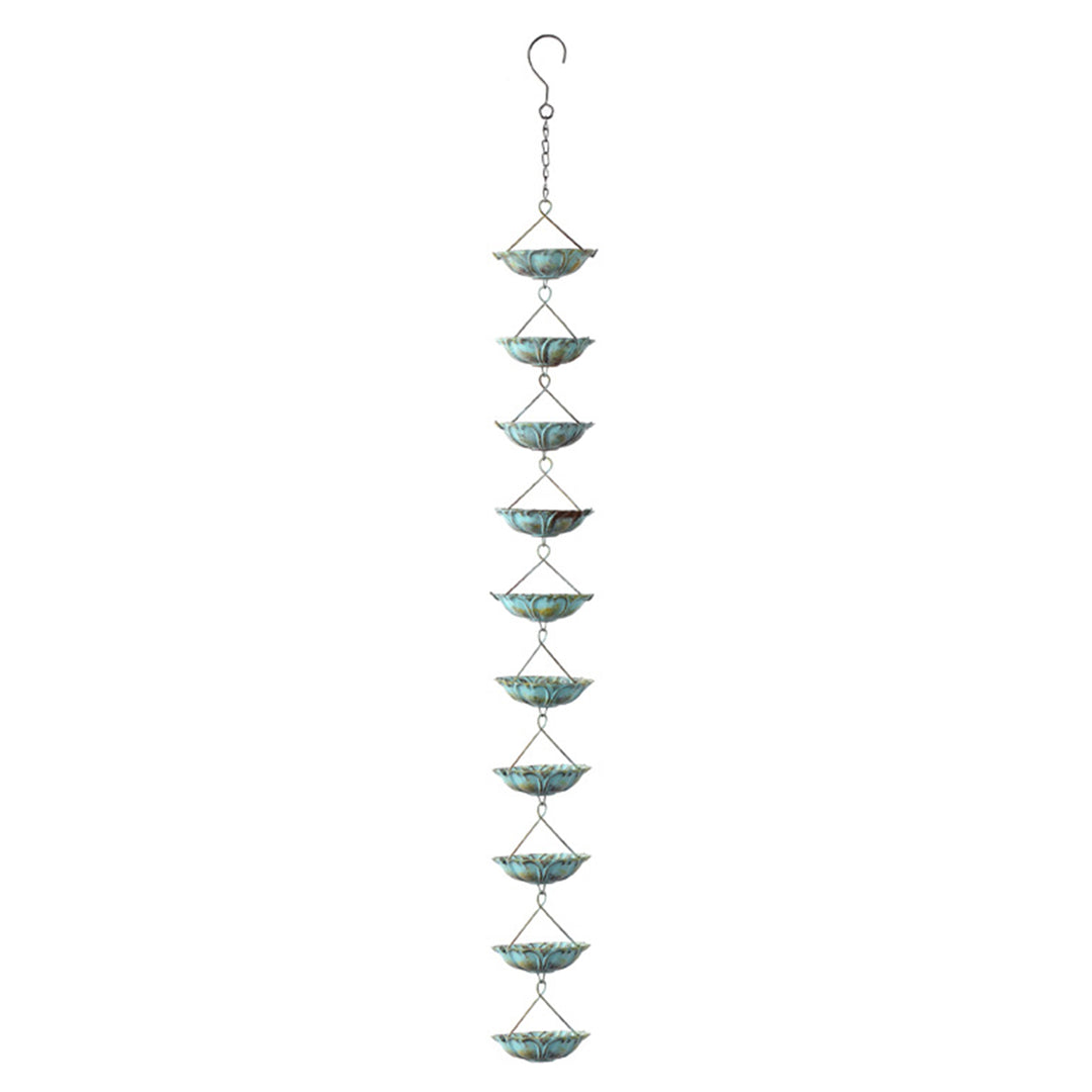 Patina Blue Flower Rain Chain