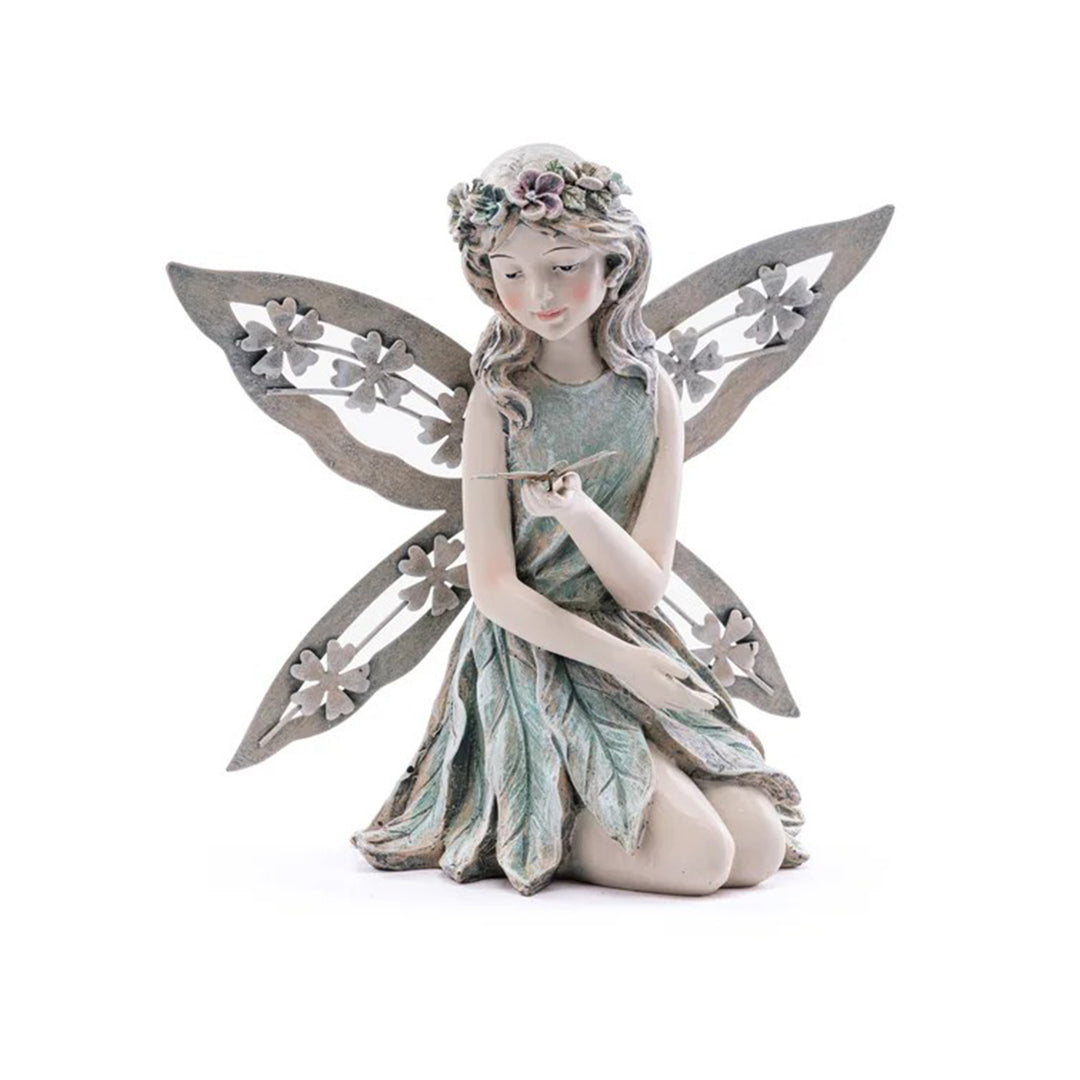 Floral Wing Resin Fairy Figurine Fairy with Dragonfly