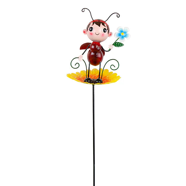 Ladybug with Flower Stake