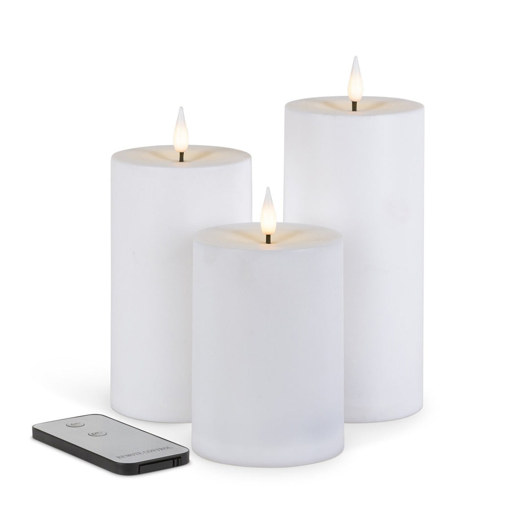 White Resin Outdoor Candles Set 3