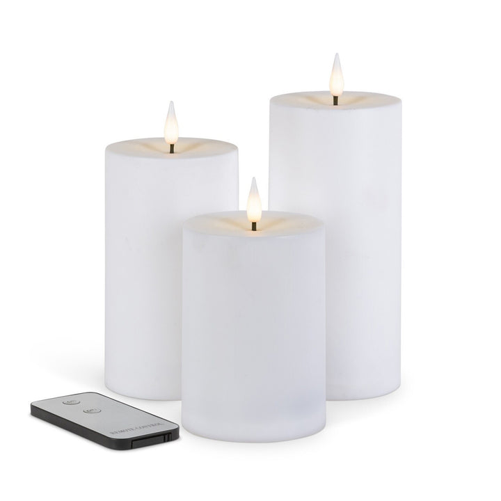 White Resin Outdoor Candles Set 3