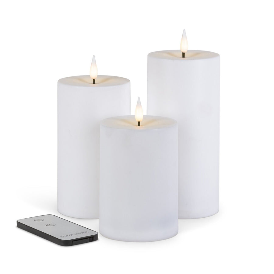 White Resin Outdoor Candles Set 3