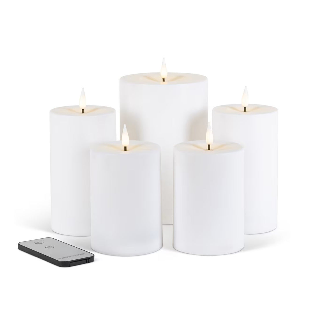 White Resin Outdoor Candles Set 5