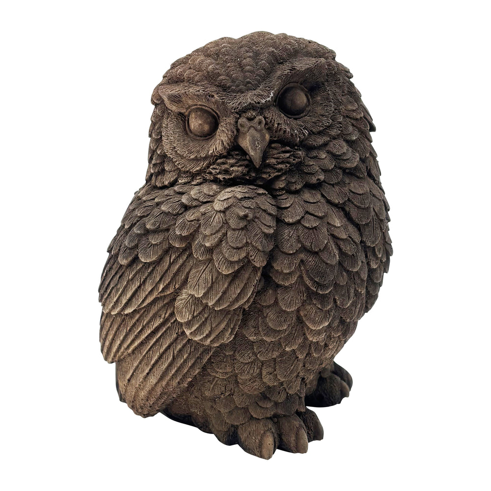 Baby Owl Statue 4"W 6"H Cast Iron