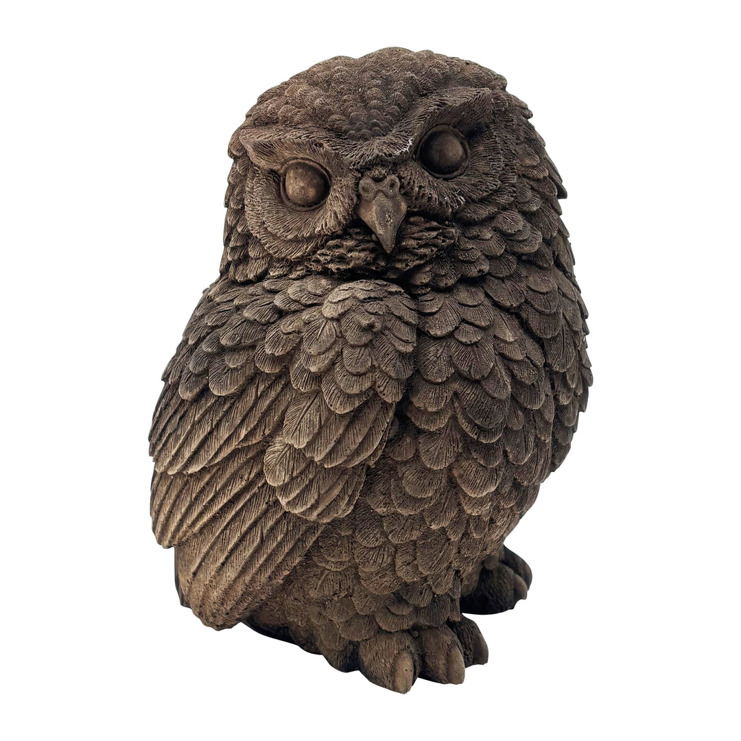 Baby Owl Statue 4"W 6"H Cast Iron