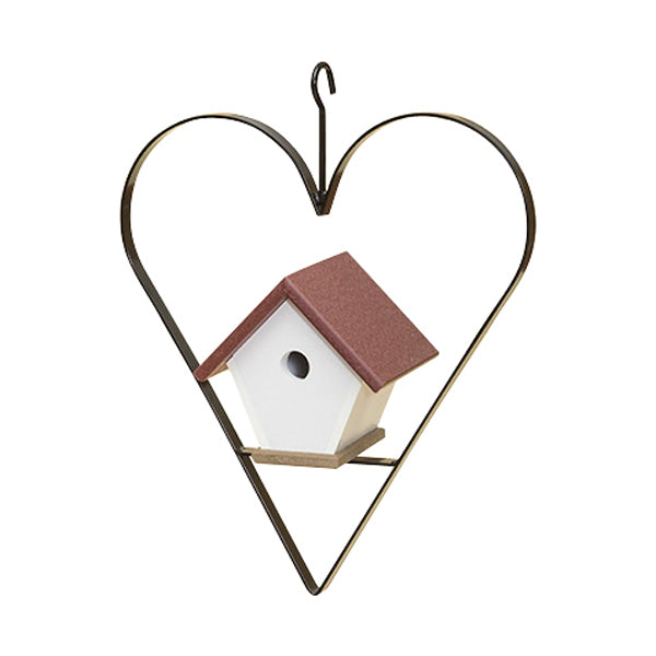Wren House with Heart Cherry, Natural & White