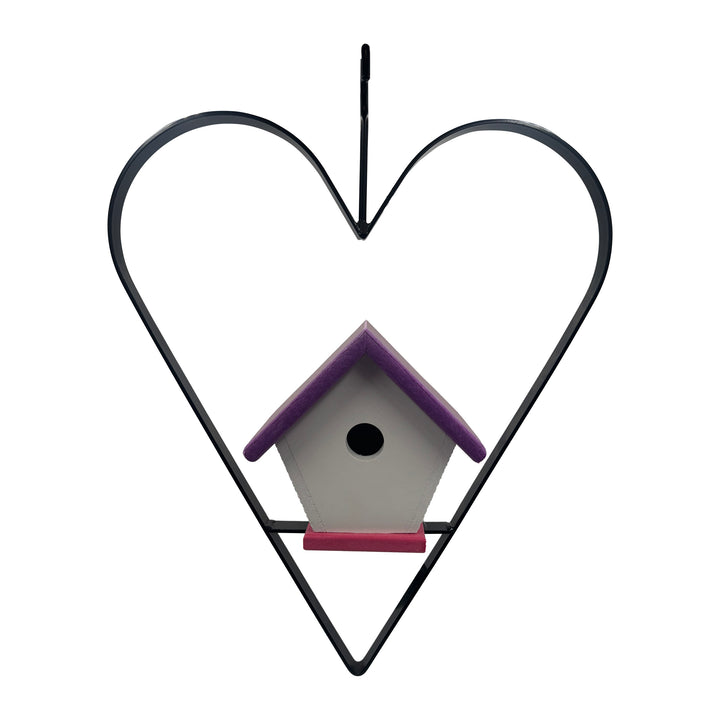 Wren House with Heart Purple, Pink & White