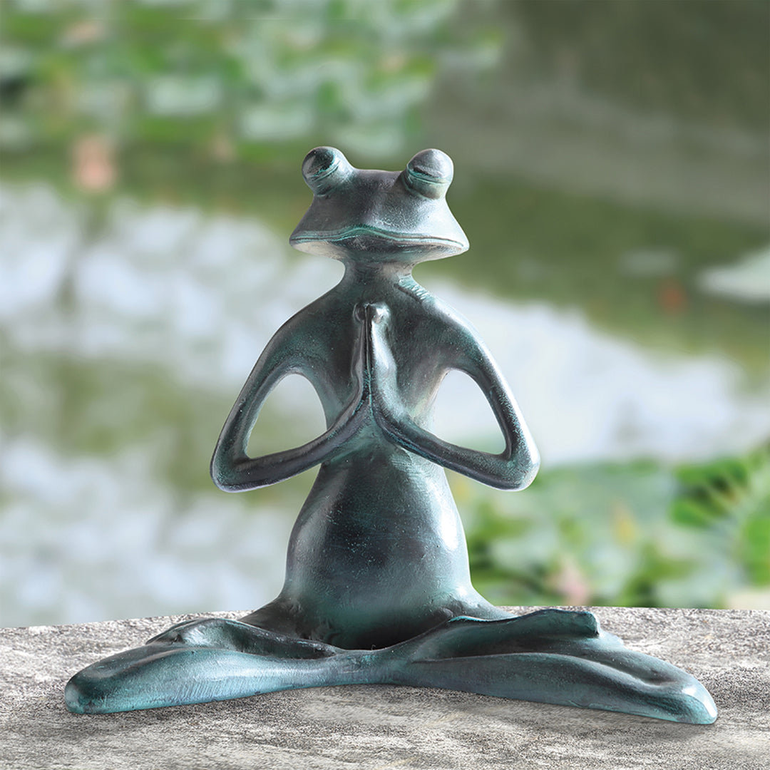 Meditating Yoga Frog Garden Sculpture