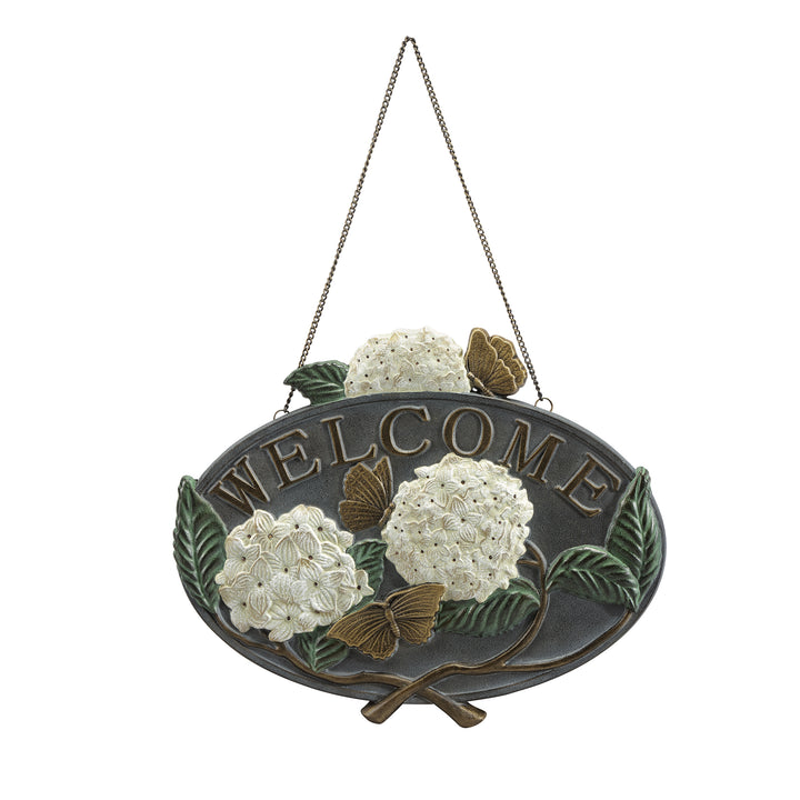 Hydrangea Hanging Welcome Sign