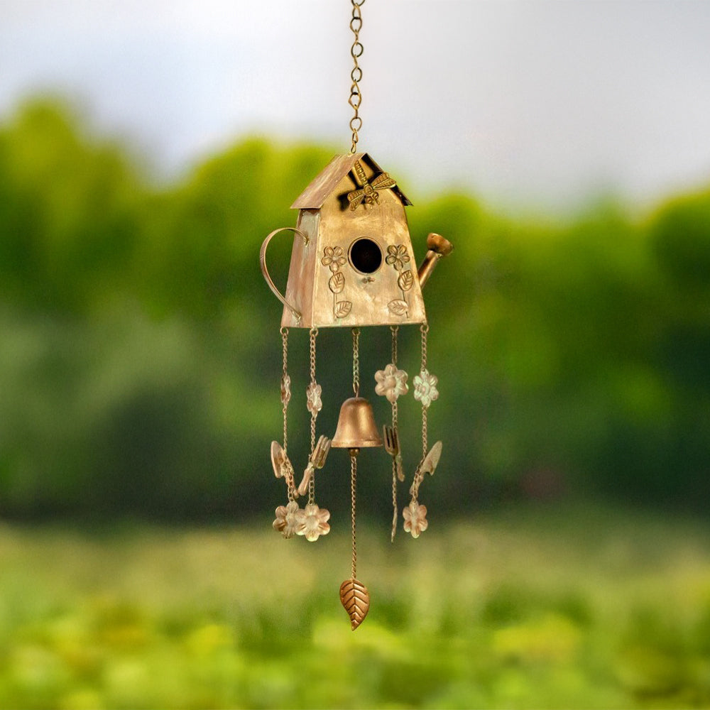 Hanging Bird House Wind Chime House-Shaped Watering Can