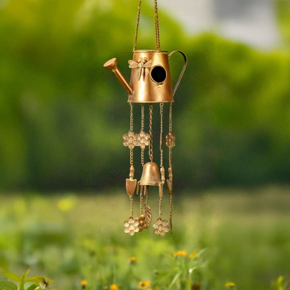 Hanging Bird House Wind Chime Small Dragonfly Watering Can