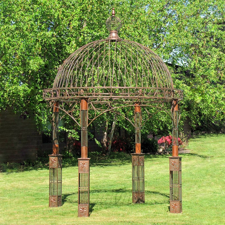 "Valiko" Tall Round Iron Garden Gazebo Antique Bronze