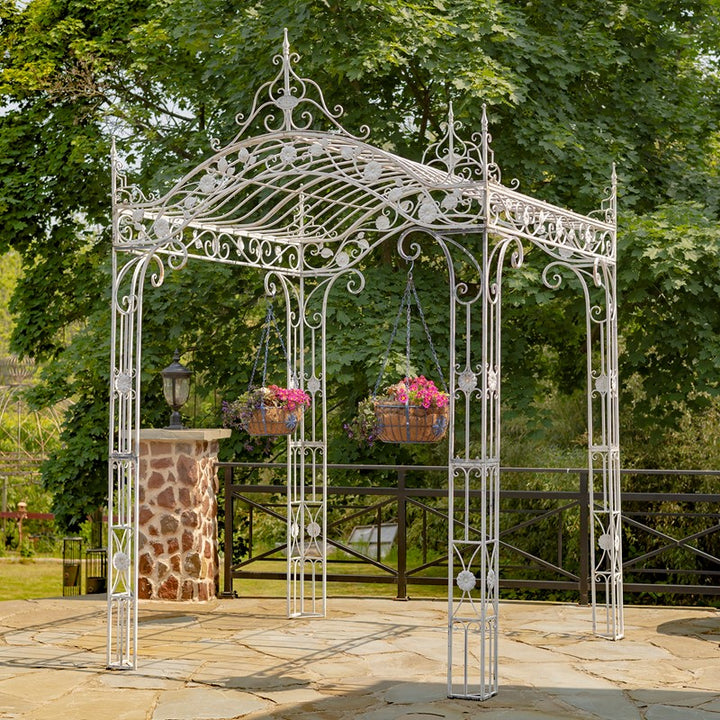 "Mahekal" Arched Garden Gazebo Antique White