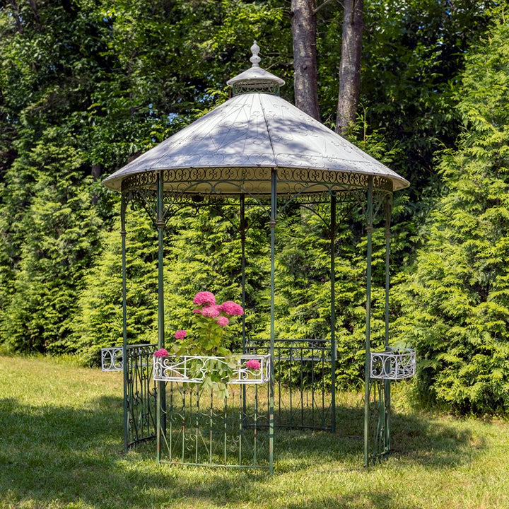 "Seville" Round Iron Garden Gazebo Green