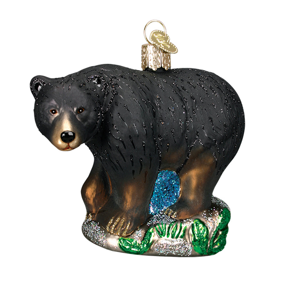 Glass Black Bear Ornament