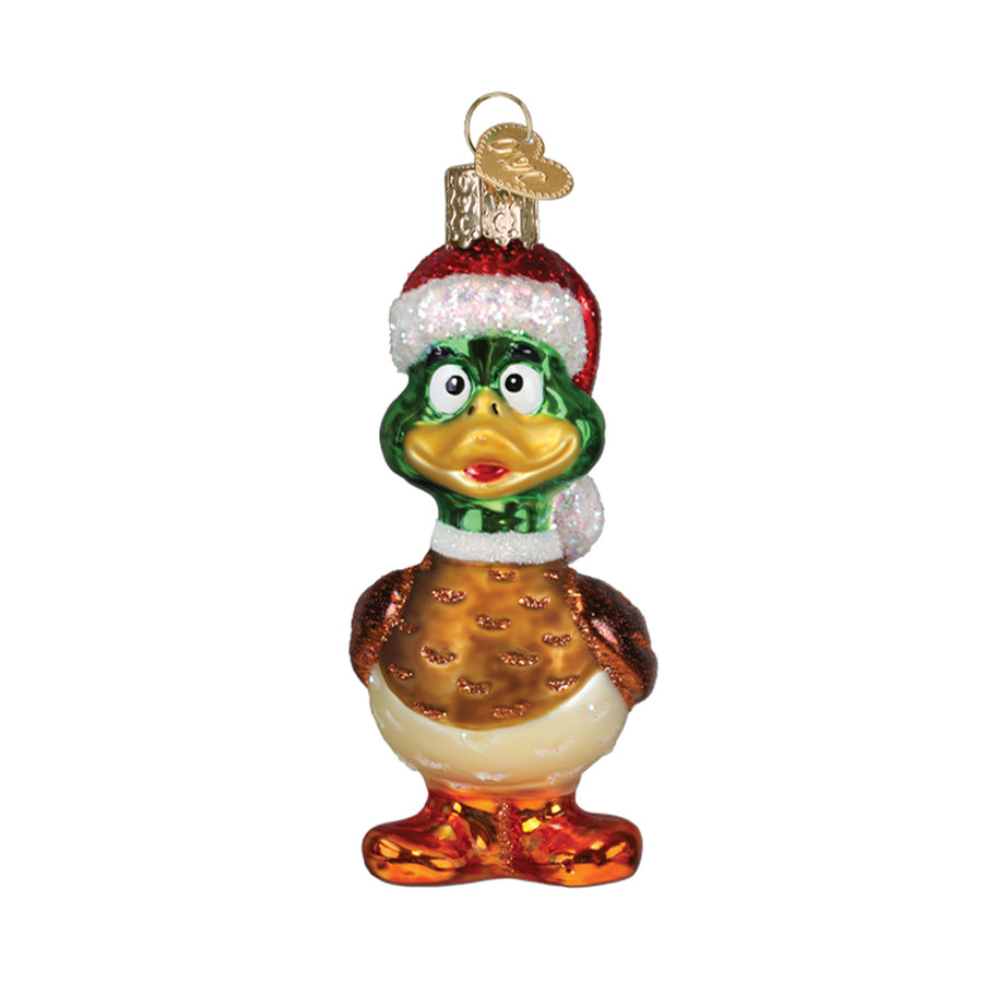 Glass Silly Santa Duck Ornament