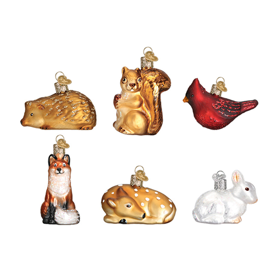 Glass Mini Woodland Animal Ornament Set
