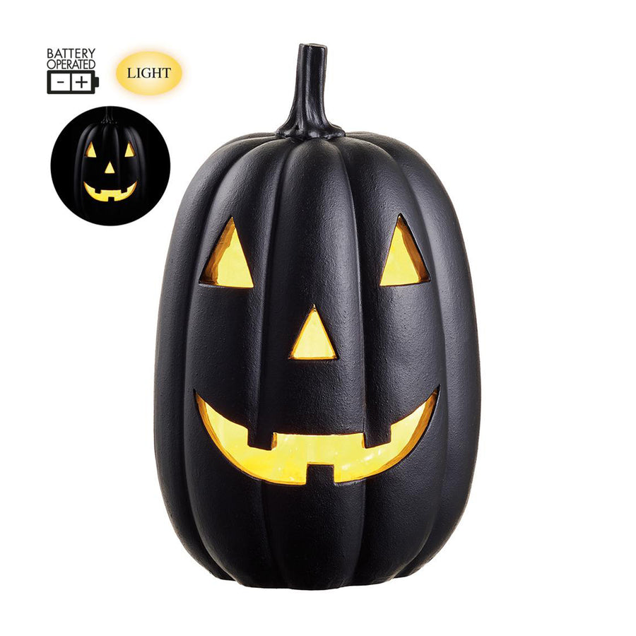 Light Up Black Jack-O-Lantern 11 Inches