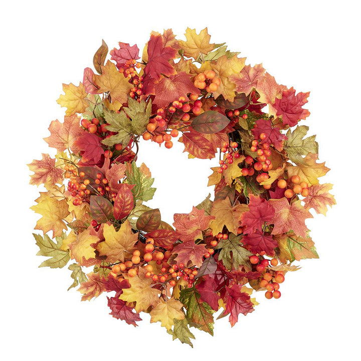 Berry Maple & Magnolia Leaf Wreath