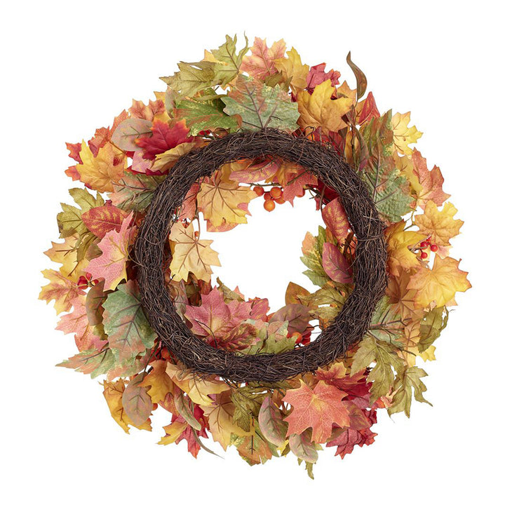 Berry Maple & Magnolia Leaf Wreath
