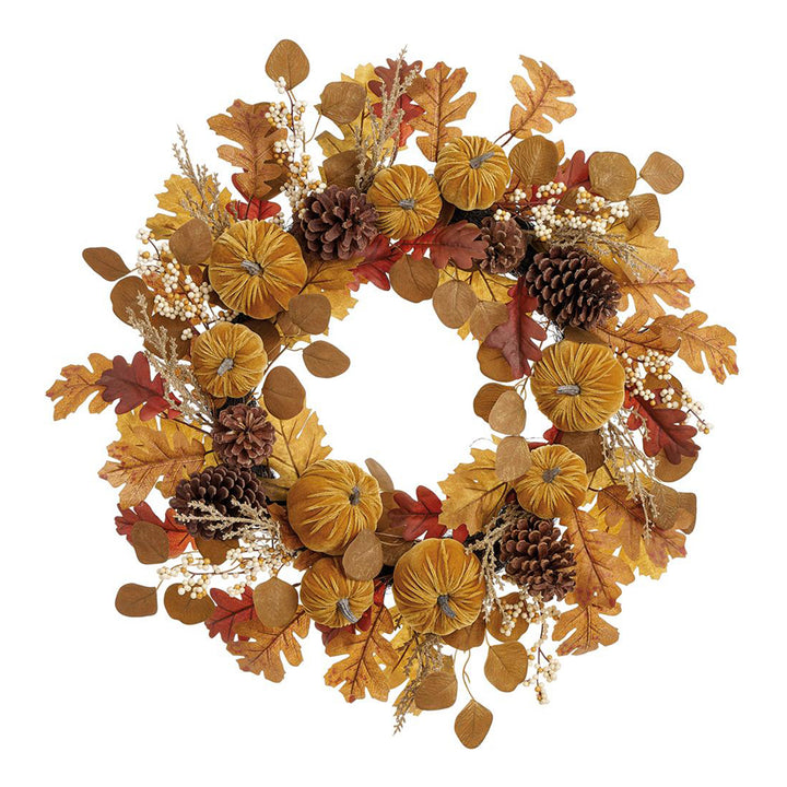 Pumpkin Pinecone and Oak Leaf Wreath
