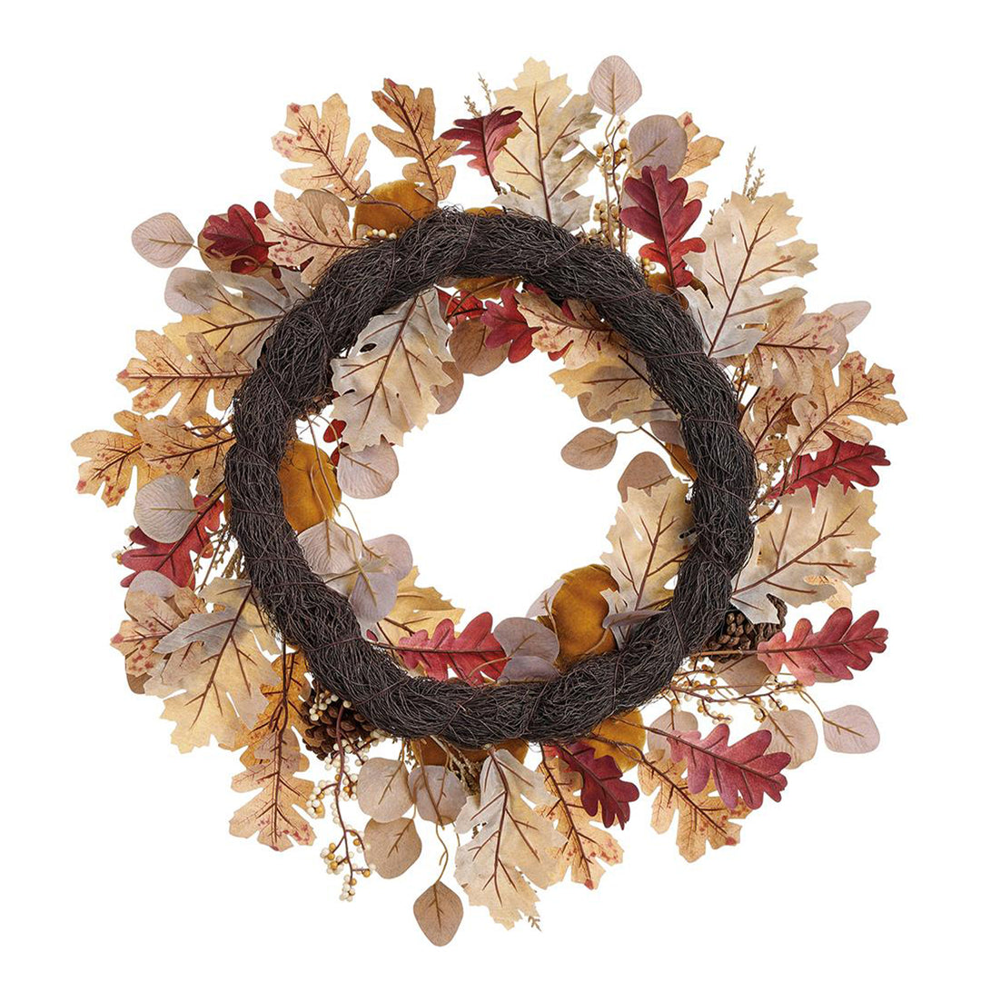 Pumpkin Pinecone and Oak Leaf Wreath