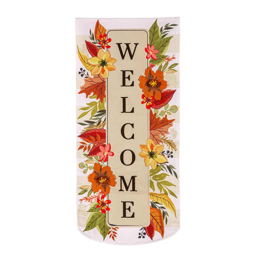 Autumn Floral Welcome Everlasting Impression Textile Flag