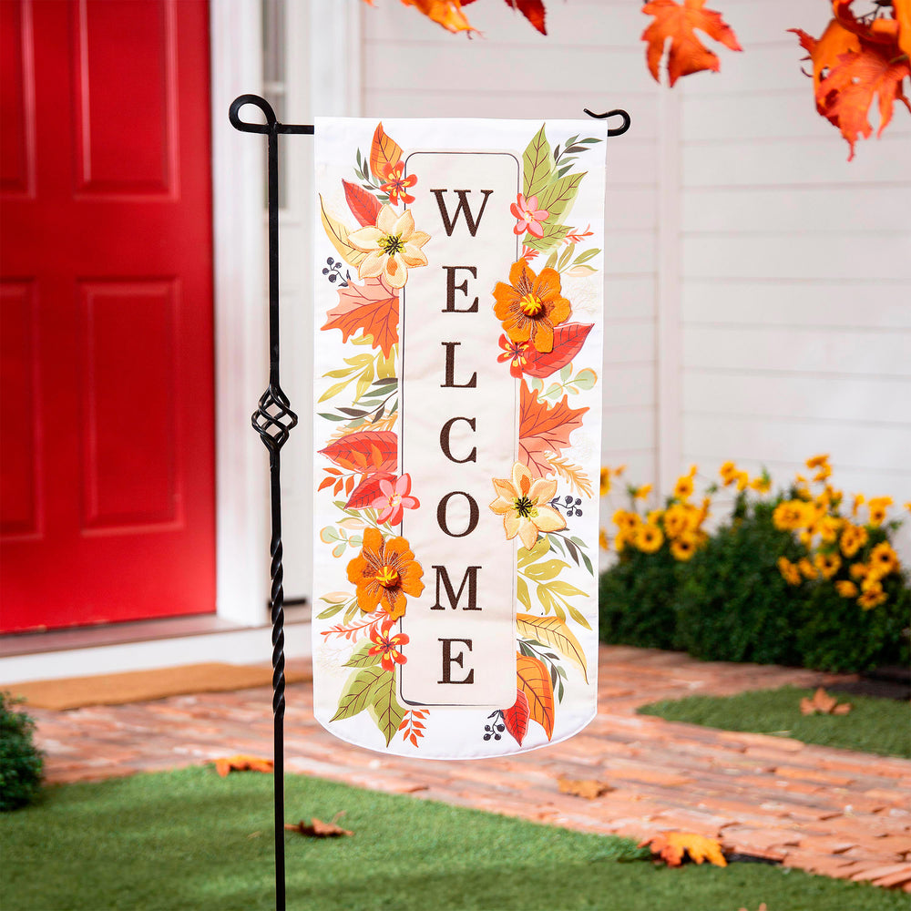 Autumn Floral Welcome Everlasting Impression Textile Flag